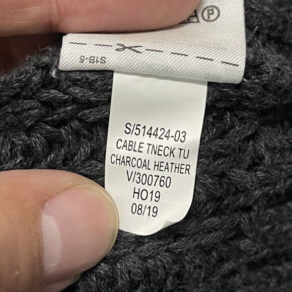 Gap Women's Charcoal Heather Chunky Cozy Cable Knit Turtleneck Sweater Size M - Picture 6 of 6